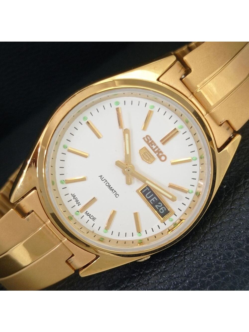 Vintage 1971 Seiko Automatic Mens Gold Watch W/daydate & White accents